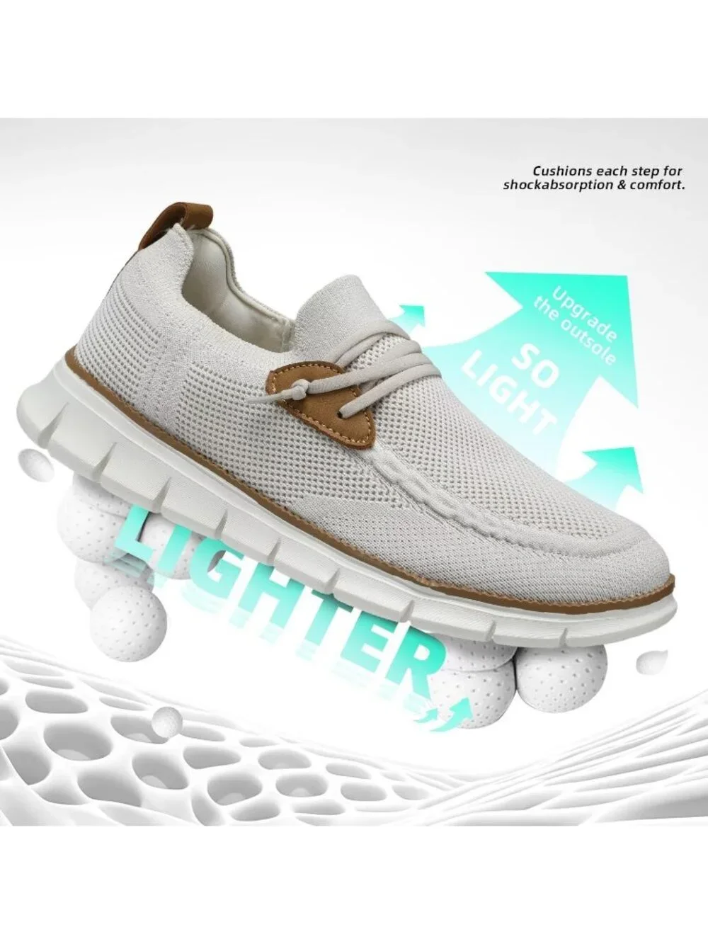 Men's Beige Grey Loafers Slip On Walking Dress Casual Business Oxfords Sneakers